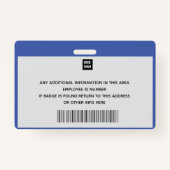 Aangepaste werknemer met foto, streepjescode, Logo Badge (Achterkant)