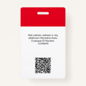 Aangepaste werknemer Moderne ID Kaart Rood QR-badg Badge (Achterkant)