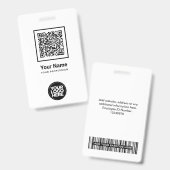 Aangepaste Werknemer Qr Code Bar Code Logo Naam Badge (Voor- en achterkant)