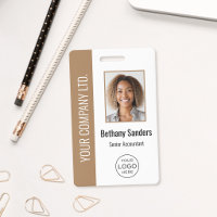 Aangepaste Werknemersfoto, Logo, Naam Bruin
