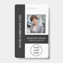 Aangepaste Werknemersfoto, Logo, Naam, Zwart