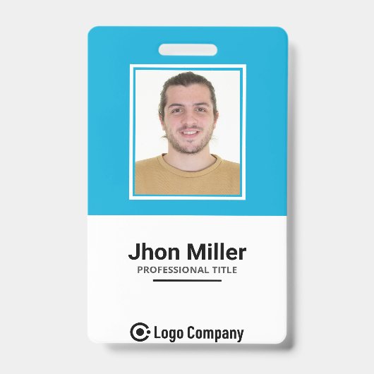 Aangepaste werknemersfoto, Logo, streepjescode, na Badge (Front)