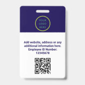 Aangepaste werknemersfoto, Qr-code, Logo, naam Badge (Back)