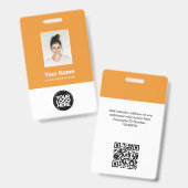 Aangepaste werknemersfoto, Qr-code, Logo, naam Badge (Voor- en achterkant)