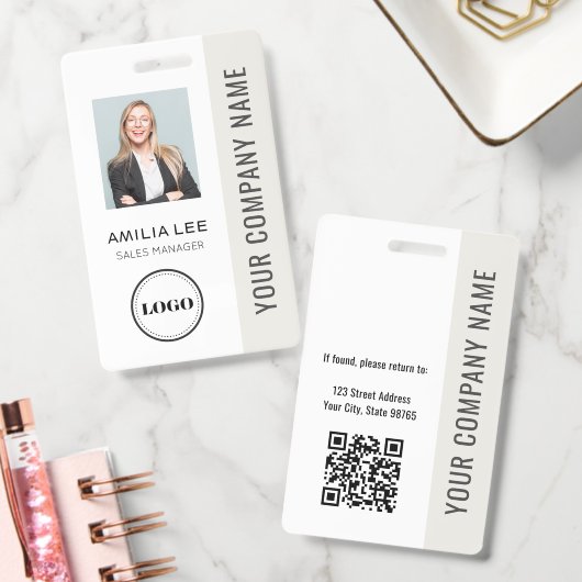 Aangepaste Werknemersfoto, Qr-code, Logo, Naam Badge (Kantoor)
