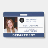 Aangepaste werknemersfoto QR-code logo naam ID Badge (Voorzijde)