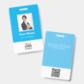 Aangepaste werknemersfoto, QR-code, Logo, naamplaa Badge (Voor- en achterkant)