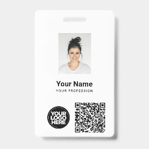 Aangepaste Werknemersfoto, Qr- en Barcodestructuur Badge