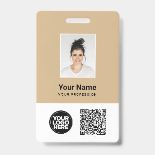 Aangepaste Werknemersfoto, Qr- en Barcodetag, Logo Badge