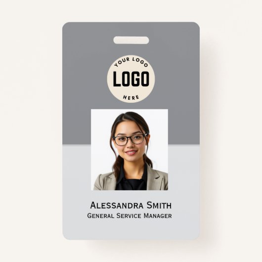 Aangepaste werknemersfoto, streepjescode, Logo, na Badge (Voorkant)