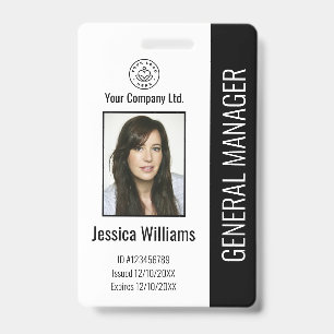 Aangepaste werknemersfoto, streepjescode, logo, na badge