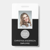 Aangepaste werknemersnaam Logo Foto Corporate Work Badge (Front)