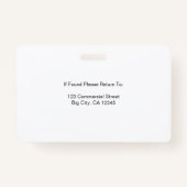 Aangepaste werknemersnaam Logo Foto Corporate Work Badge (Achterkant)