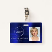 Aangepaste werknemersnaam Logo Foto Corporate Work Badge (Voorkant met clip)