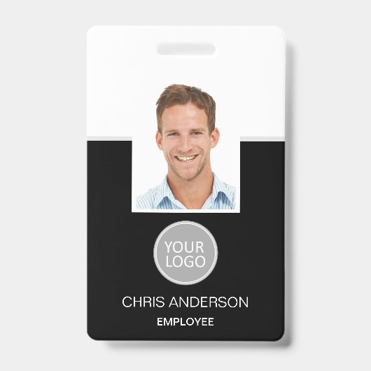 Aangepaste werknemersnaam Logo Foto Corporate Work Badge (Front)