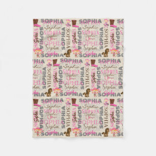 Aangepaste Westerne Cowgirl Horse Lover Collage Na Fleece Deken