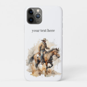 Aangepaste westerse cowboy paardrijden kunst iPhone 11 pro hoesje