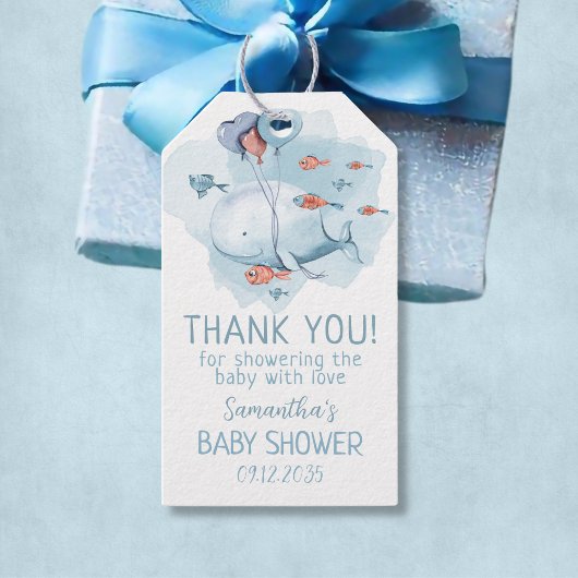 Aangepaste Whale Boy Baby shower Gasten Dank u Cadeaulabel