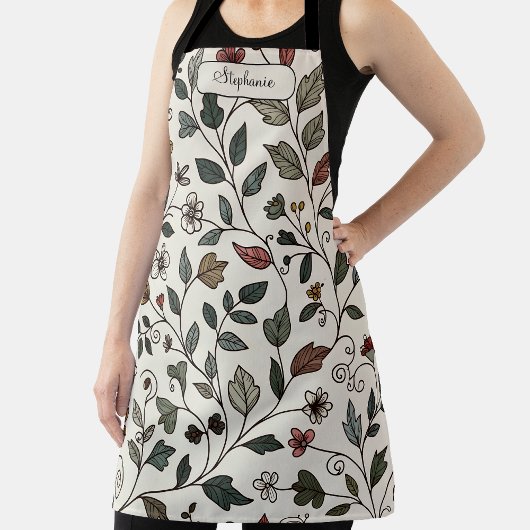 Aangepaste Whimsical Bloem & Wingerd Schort