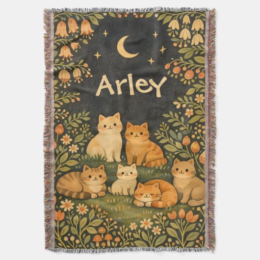 Aangepaste Whimsical Katten Tuin Deken (Voorkant Verticaal)