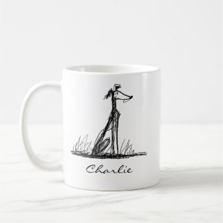 Aangepaste Whippet-hond Minimalistische Lijnkunsts Koffiemok