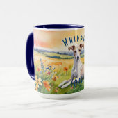 Aangepaste Whippet Sunrise Mok, Snip in Elegance Mok (Voorkant links)