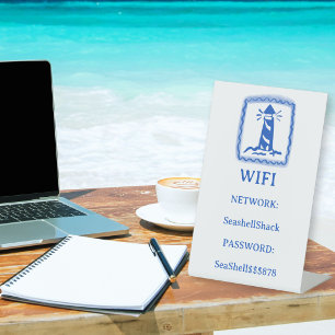 Aangepaste WIFI Login Vuurtoren Strand Vakantiehui Reclamebord Met Voetstuk