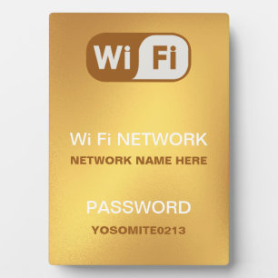 Aangepaste WiFi-netwerk wachtwoord Info Gouden kle Fotoplaat
