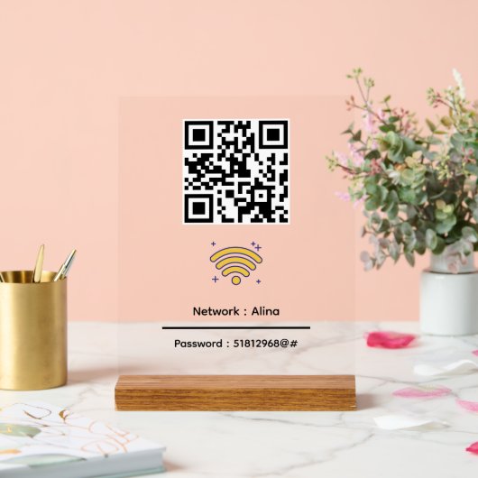 Aangepaste Wifi QR-code | Netwerk Wachtwoord Moder Acryl Bord (Huwelijk)