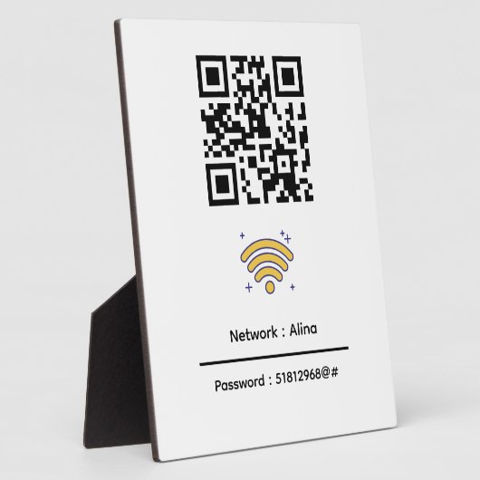 Aangepaste WiFi QR-code | Netwerkwachtwoord modern Fotoplaat (Zijkant)
