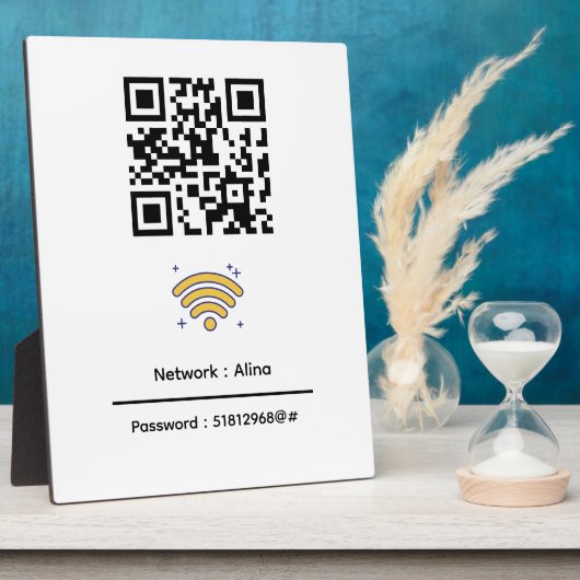 Aangepaste WiFi QR-code | Netwerkwachtwoord modern Fotoplaat (Zijkant)