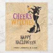 Aangepaste Wijn Label Cheers Heksen Halloween Wijn Etiket (Enkel label)