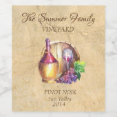 Aangepaste  wijndruiven Barrel Wijn Etiket (Enkel label)