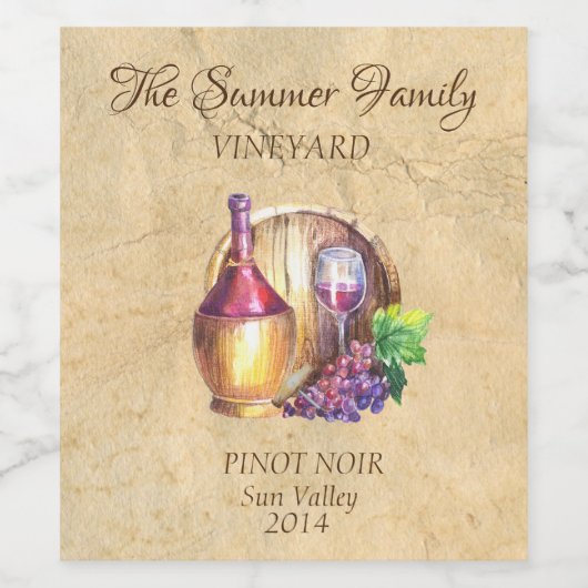 Aangepaste  wijndruiven Barrel Wijn Etiket (Enkel label)