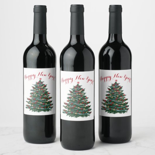 Aangepaste Wijnfles Label Happy New Year Wijn Etiket (Flessen)