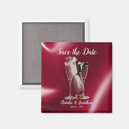 Aangepaste wijnglazen sparen de Datum Magnet Magneet (Voorkant / Achterkant)