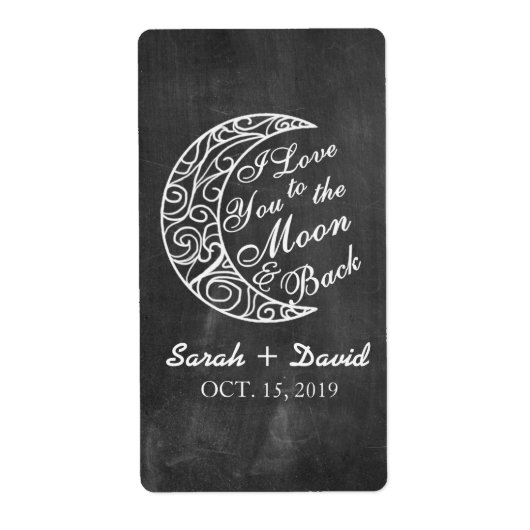 Aangepaste wijnlabels "Love You to the Moon and Ba Etiket (Voorkant)