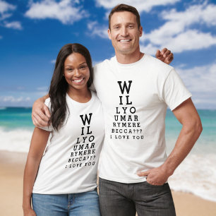 Aangepaste Wil je met me trouwen Huwelijk Opticien T-shirt