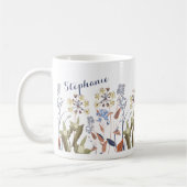 Aangepaste Wildbloemen Sage Groene en Blauwe Mok (Links)