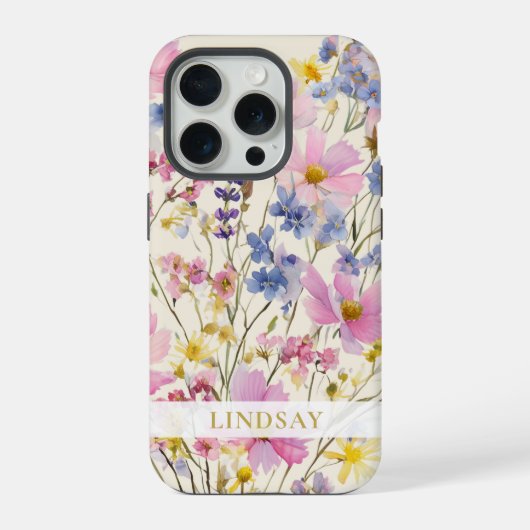 Aangepaste Wilde Bloem Naam iPhone Hoesje (Achterkant)
