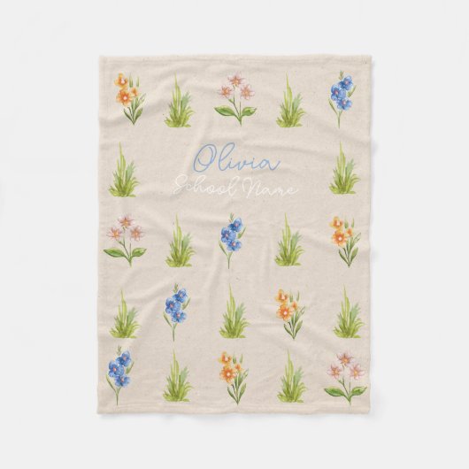 Aangepaste Wildflower Floral Script Naam Fleece Deken (Voorkant)