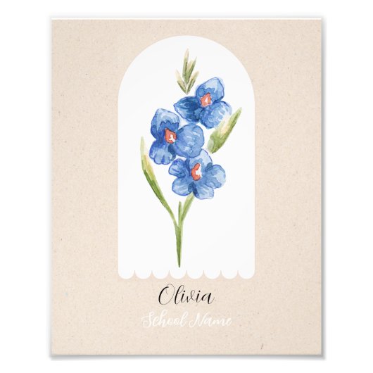 Aangepaste Wildflower Floral Script Naam Foto Afdruk (Voorkant)