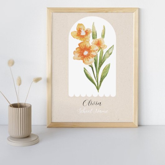 Aangepaste Wildflower Floral Script Naam Foto Afdruk