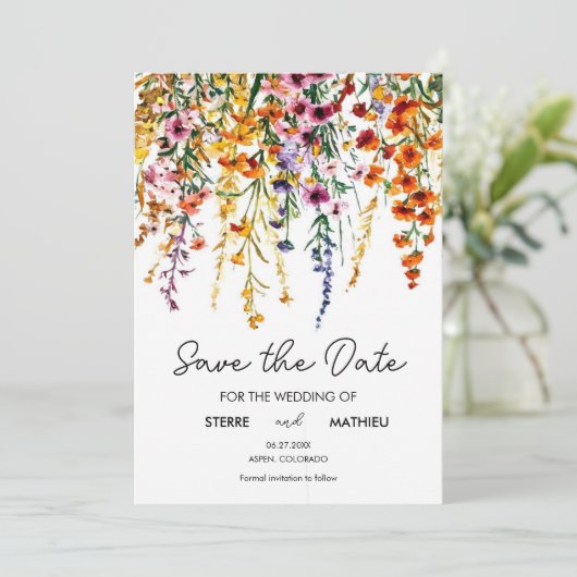Aangepaste  Wildflower Save The Date (Staand voorkant)
