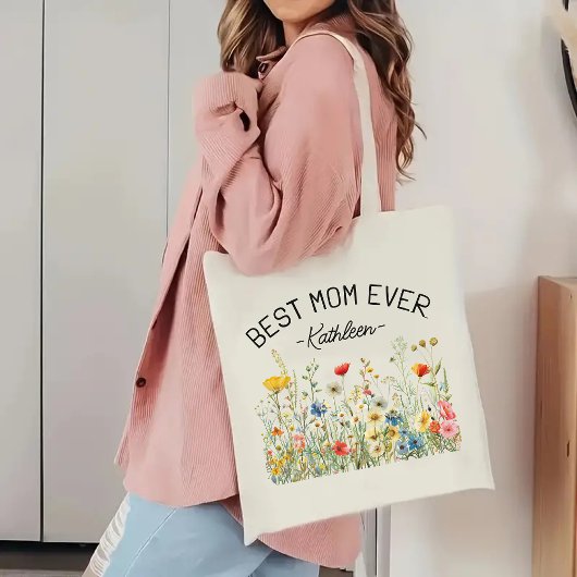 Aangepaste Wildflowers Canvas tas, beste moeder oo Tote Bag