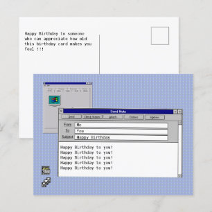Aangepaste Windows 95 computer thema 'Gelukkig Ver Briefkaart