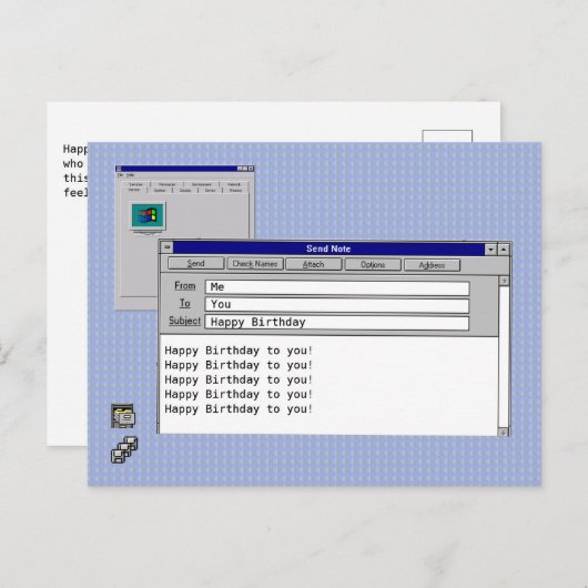 Aangepaste Windows 95 computer thema voor verjaard Briefkaart (Voorkant / Achterkant)