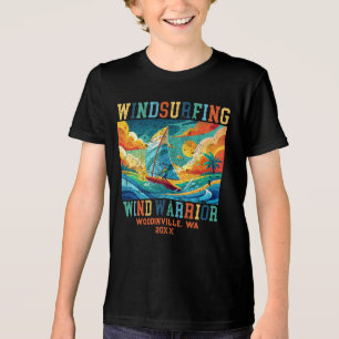 Aangepaste Windsurfen Surfer Locatie Datum Naam Tri-Blend Shirt