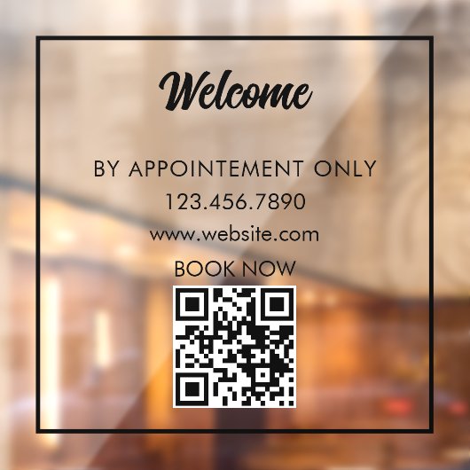 Aangepaste winkelpui QR-code openingstijden welkom Raamsticker (Vel 2)