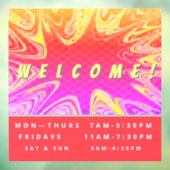 Aangepaste winkeluren - Welkom - Windows Cling Raamsticker (Vel 3)